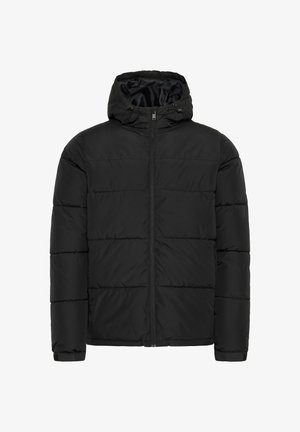 Must have kapuutsiga must puffer jakk, tikanditud disainiga, täispikk peiteta sulgur, elastsed mansetid ja sile sisevooder. Valmistatud kergest, isoleeritud materjalist.