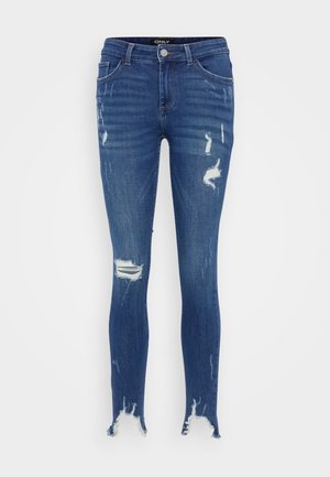 ONLY ONLHUSH MID WAIST - Blugi skinny fit - dark blue denim