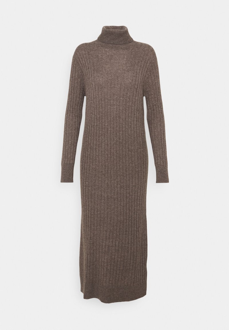 pure cashmere TURTLENECK MAXI DRESS - Vestido de malha - heather brown