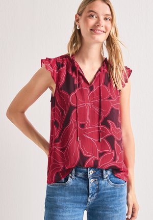 Street One, BLUSENTOP AUS CHIFFON MIT SPLIT NECK - Blouse - salsa red