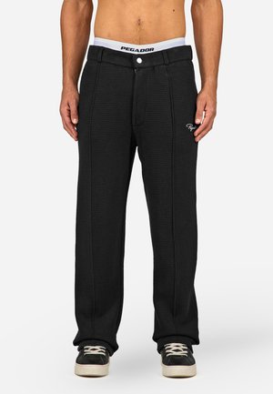 SIGNAR WAFFLE PANTS - Stoffhose - washed black/warm white