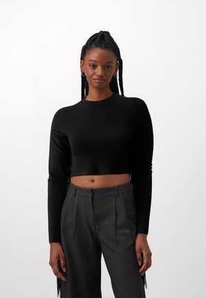 NMDALLAS FRINGE CROP - Long sleeved top - black