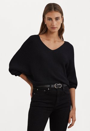 Lauren Ralph Lauren RIB KNIT DOLMAN SLEEVE SWEATER - Pulover - black