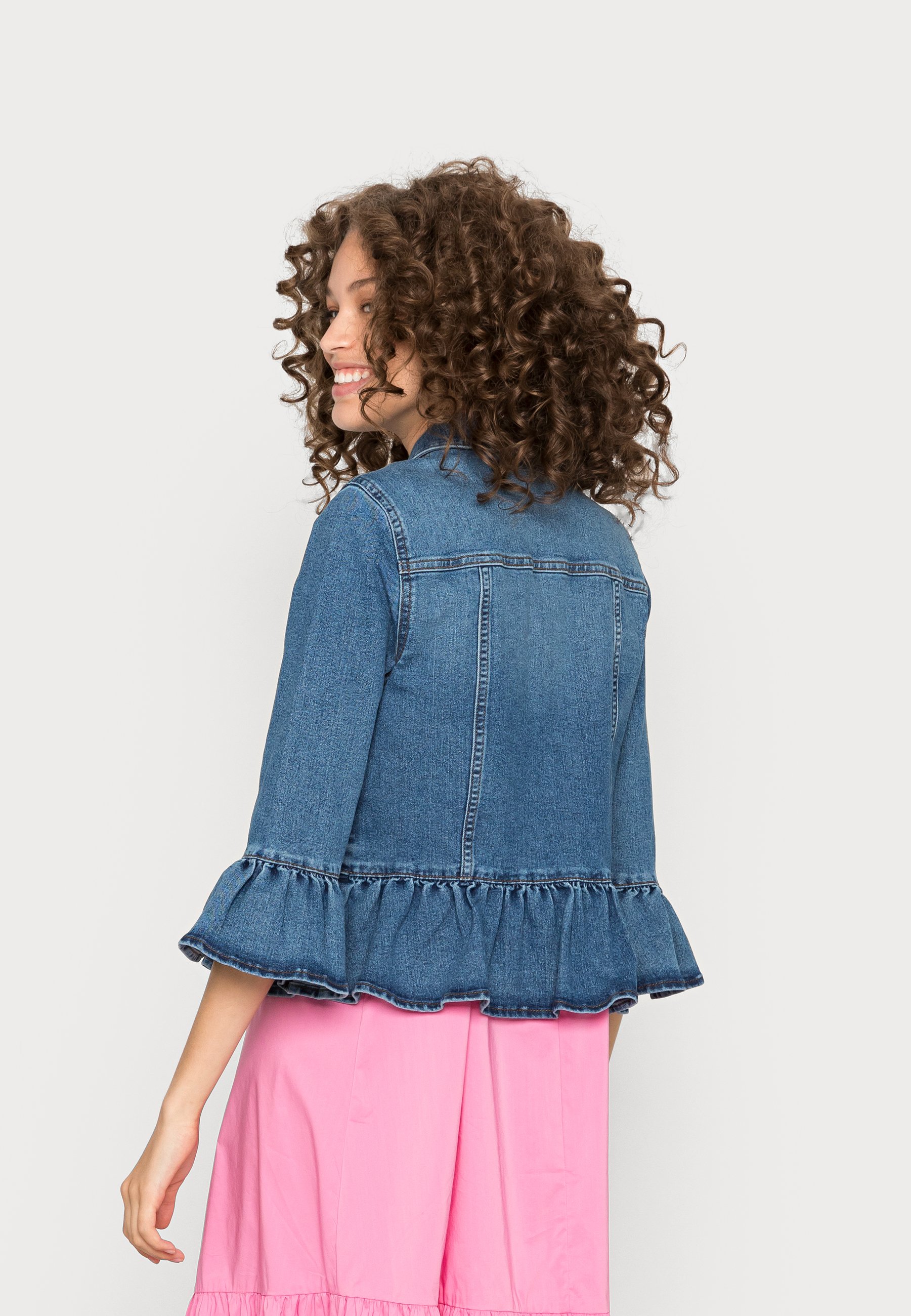 ONLY ONLSIA FRILL JACKET - Denim jacket - medium blue denim