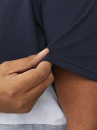 Jack & Jones JJEREID BLOCKING TEE - Apdrukāts T-krekls - navy blazer