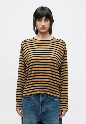 STRIPED CREW NECK LONG SLEEVE - Pullover - light chestnut