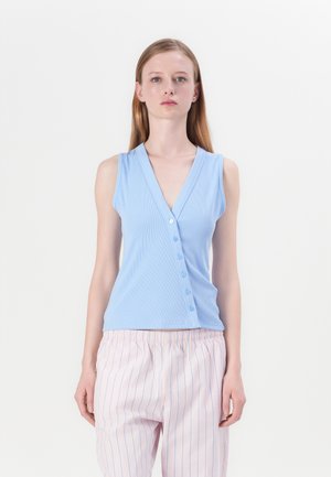 POWDERED BUTTON THROUGH LONGLINE VEST - Waistcoat - light blue