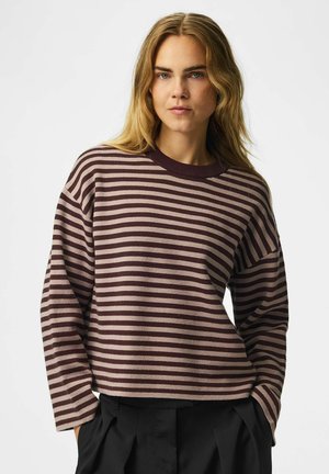 Pieces, KNIT PCJASSY STRIPE - Pullover - hot fudge