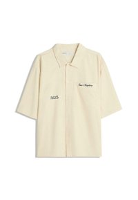 SHORT-SLEEVE EMBROIDERED - Shirt - beige