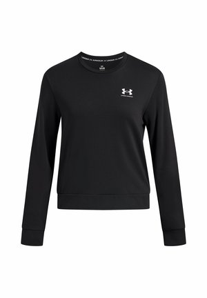 Zwarte sweatshirt gemaakt van zacht materiaal met lange mouwen, ronde hals en een aansluitende zoom. Kenmerkt zich door een klein wit logo op de borst.