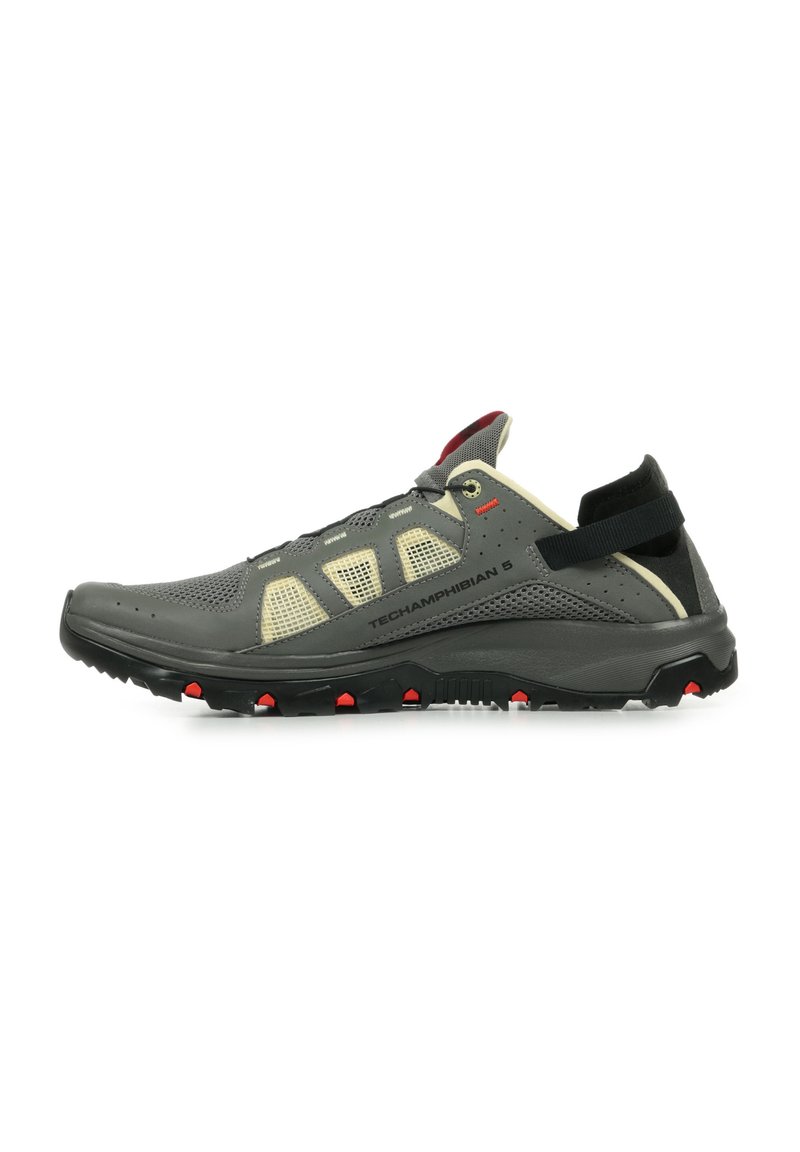 Salomon TECHAMPHIBIAN - Hiking shoes - pewter moth fiery red