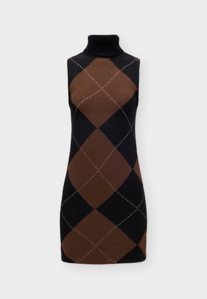 DKNY, FUZZY SLEEVELESS TURTLE NECK  - Φόρεμα-πουλόβερ - black/chestnut