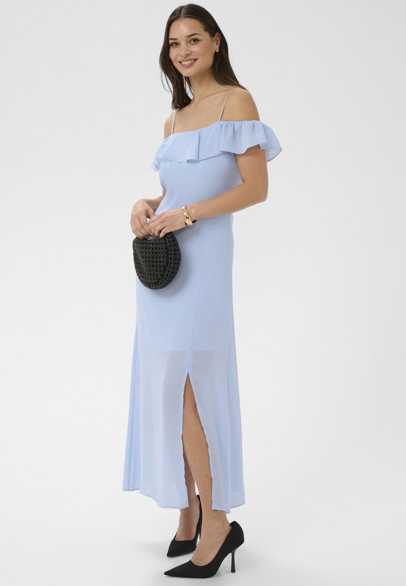 cream dress with black shoes Hyacinth House Blue Eyelet Cut-Out Larkspur Dress Blue Eyelet / S