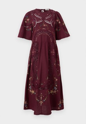 EDWINA EMBROIDERY DRESS - Denné šaty - burgundy