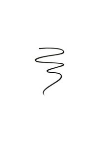Ligne spirale noire avec une texture lisse sur un fond blanc, ressemblant à un squiggle ou un gribouillis, sans aucune embellissement supplémentaire.