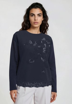 MILANO ITALY, MILANO ITALY SWEATSHIRT MIT PAILLETTEN-ARTWORK UND SPITZE - Sweatshirt - navy