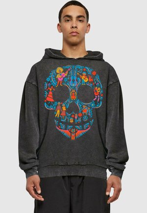 COCO - SKULL PATTERN ACID WASHED - Hoodie - black