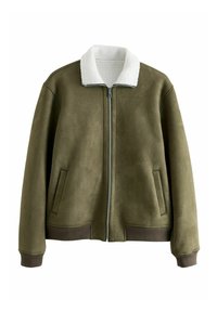 ZIP UP FUNNEL- REGULAR FIT - Bunda z nepravej kože - green