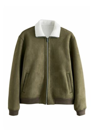 ZIP UP FUNNEL- REGULAR FIT - Imiteret læderjakke - green