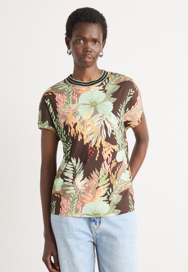 Print T-shirt - dark wood