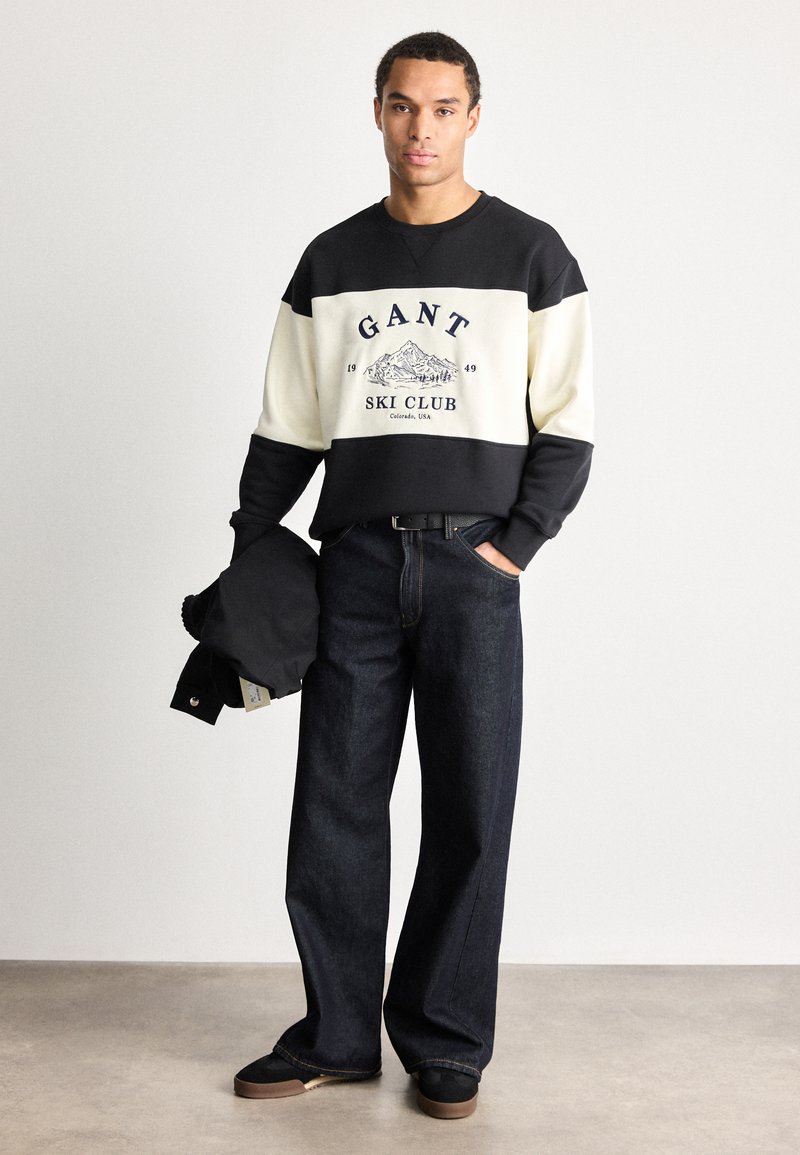 GANT BLOCKED EMBROIDERED - Mikina - black/off-white