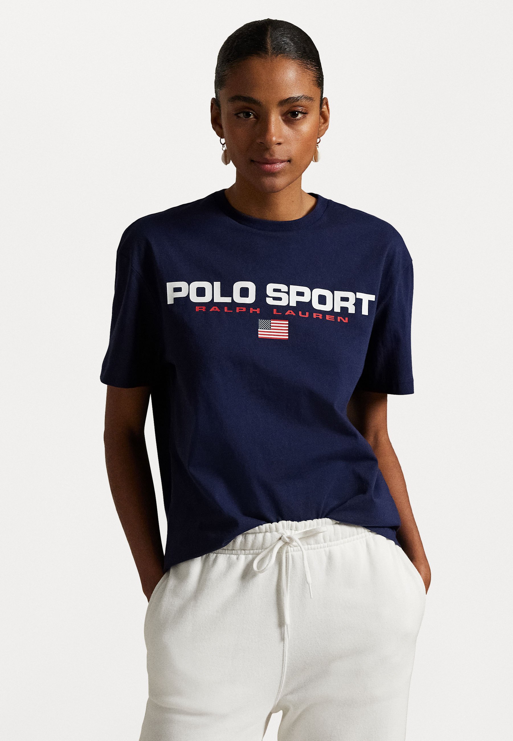 売れ筋商品|||ラルフローレン Tシャツ レディース トップス CLASSIC FIT POLO SPORT JERSEY T-SHIRT UNISEX - Print T-shirt - cruise navy/white Classic Fit Jersey Graphic T-Shirt