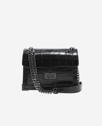 CHAIN BAG EMILY CROCO METALLERIE GUN - Umhängetasche - black