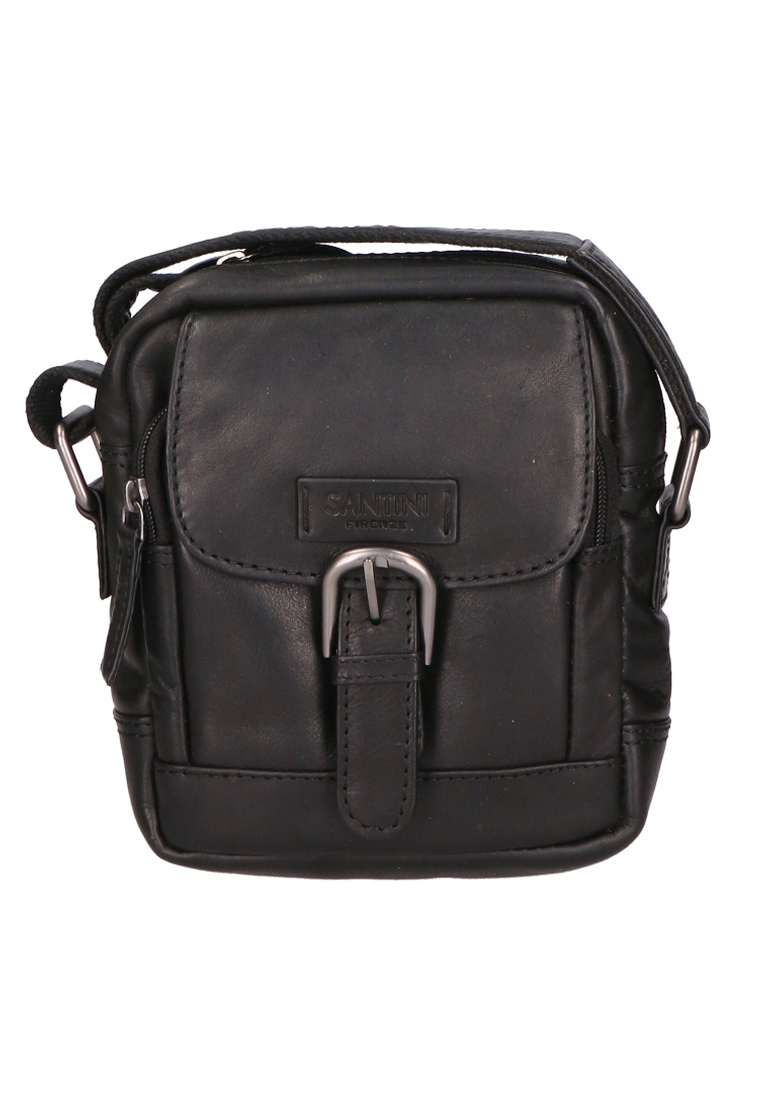 Handbag Santini Leder Schultertasche Santini Umhängetasche Black