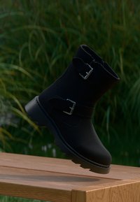 LEATHER - Cowboy/biker ankle boot - black