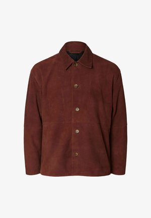 Selected, Veste en cuir - cherry mahogany