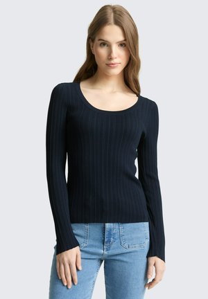 PULLOVER TIGHT FIT MIT STRUKTUR - Strickpullover - sky captain blue