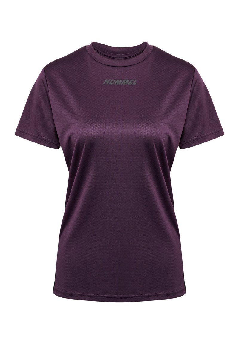 Lilla kortærmet t-shirt lavet af glat, letvægtsstof med rund hals. Funker "HUMMEL" logoet trykt i grå på brystet.