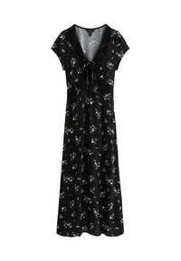 FLORAL PRINT TRIM MIDI - Vestido informal - black pattern