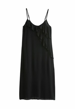 Next REGULAR FIT - RUFFLE MIDI SLIP - Day dress - black