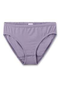 Lila Baumwollunterhose mit elastischem Bund, abgerundeten Beinausschnitten und flachen Nähten. Glatte Oberfläche ohne Muster oder sichtbare Hardware.