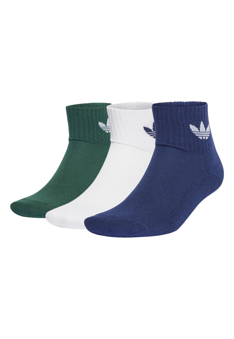 adidas Originals MID ANKLE UNISEX 3 PACK - Čarape - white/collegiate green/dark blue