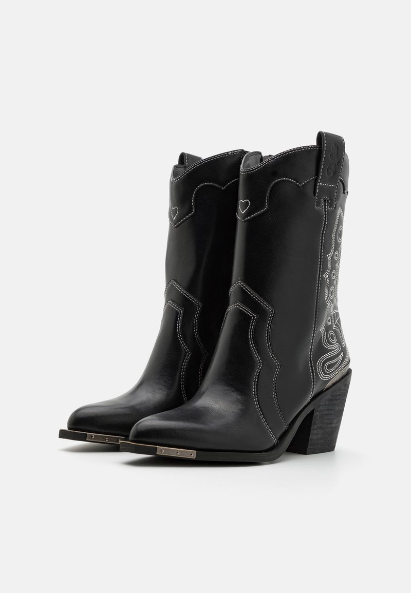 Bottes Cowboy Grinders Buffalo En Cuir Noir Pour Hommes - Taille 37 à 46 - À Enfiler