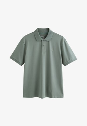 Világoszöld pamut póló. Galléros nyakkal, két gombbal, rövid ujjú, kis hímzett logóval a mellkason.