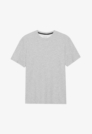 Hallide halliga hall särk lühikeste varrukatega ja V-kaelusega. Kaeluse sees on kontrastne must silt. Pehme, siledat tekstuuri.