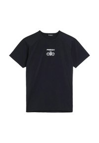 T-shirt nera in cotone a maniche corte, con scollo rotondo e logo bianco "FREDDY elite" sul fronte. Texture liscia.