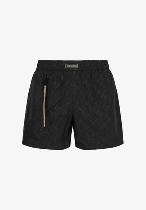 Costume da bagno corto nero Iceberg con motivo delicato di orsacchiotto, fascia elastica in vita e dettaglio di tirazip brandizzato sul lato sinistro.