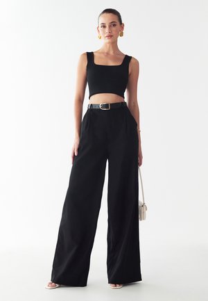 RISE WIDE LEG - Nohavice - black