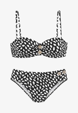 BANDEAU - Bikini - schwarz bedruckt