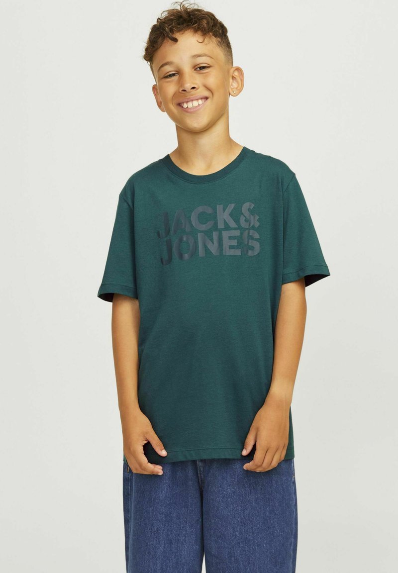 T-shirt Manches Courtes Col Rond Jack & Jones Junior – Logo Brodé, Coupe Classique, Confort Garçon, Produit Durable