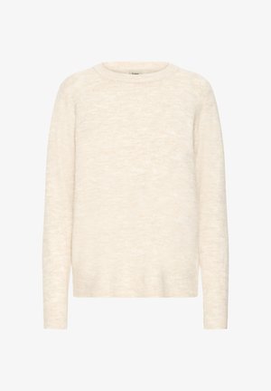 Kreemikaalune sall pehmest, tekstuurist kootud materjalist. Omab pikki varrukaid ja klassikalist ümarat kaelust, kergelt vabalt lõigatud.