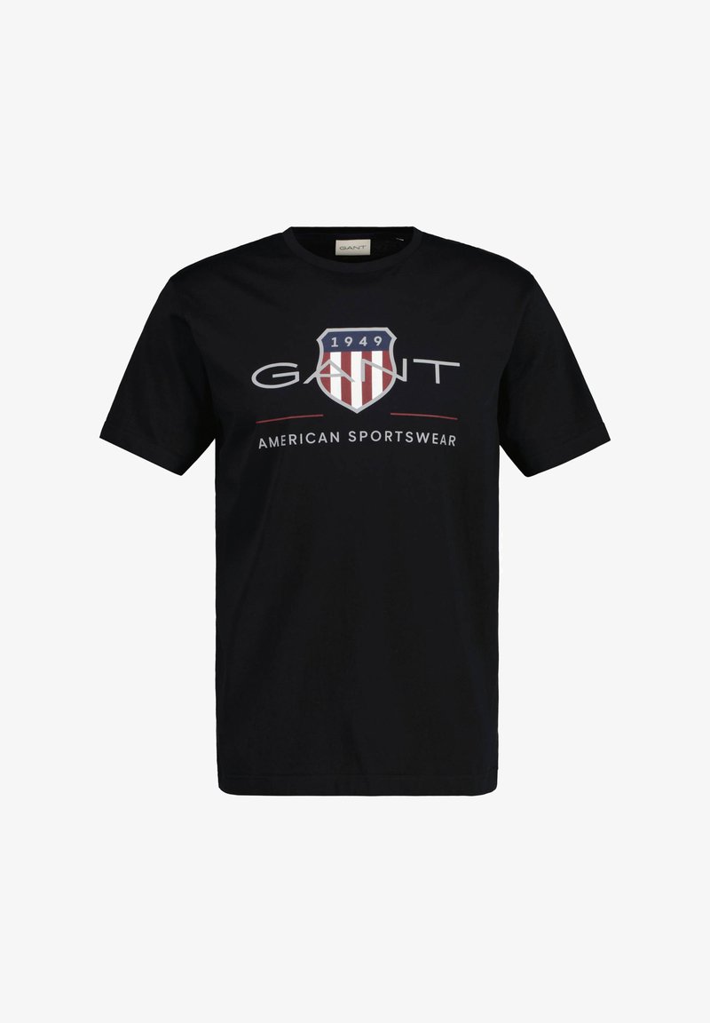 GANT Reg Striped Shield SS T-Shirt, Blu-Evening Blue, XS Donna GANT Reg Striped Shield SS T-Shirt, Blu-Evening Blue, XS Donna