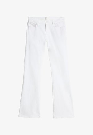 Witte flared jeans van denim, met een knoop- en ritssluiting, twee voorkepers en een schoon, samenhangend ontwerp.