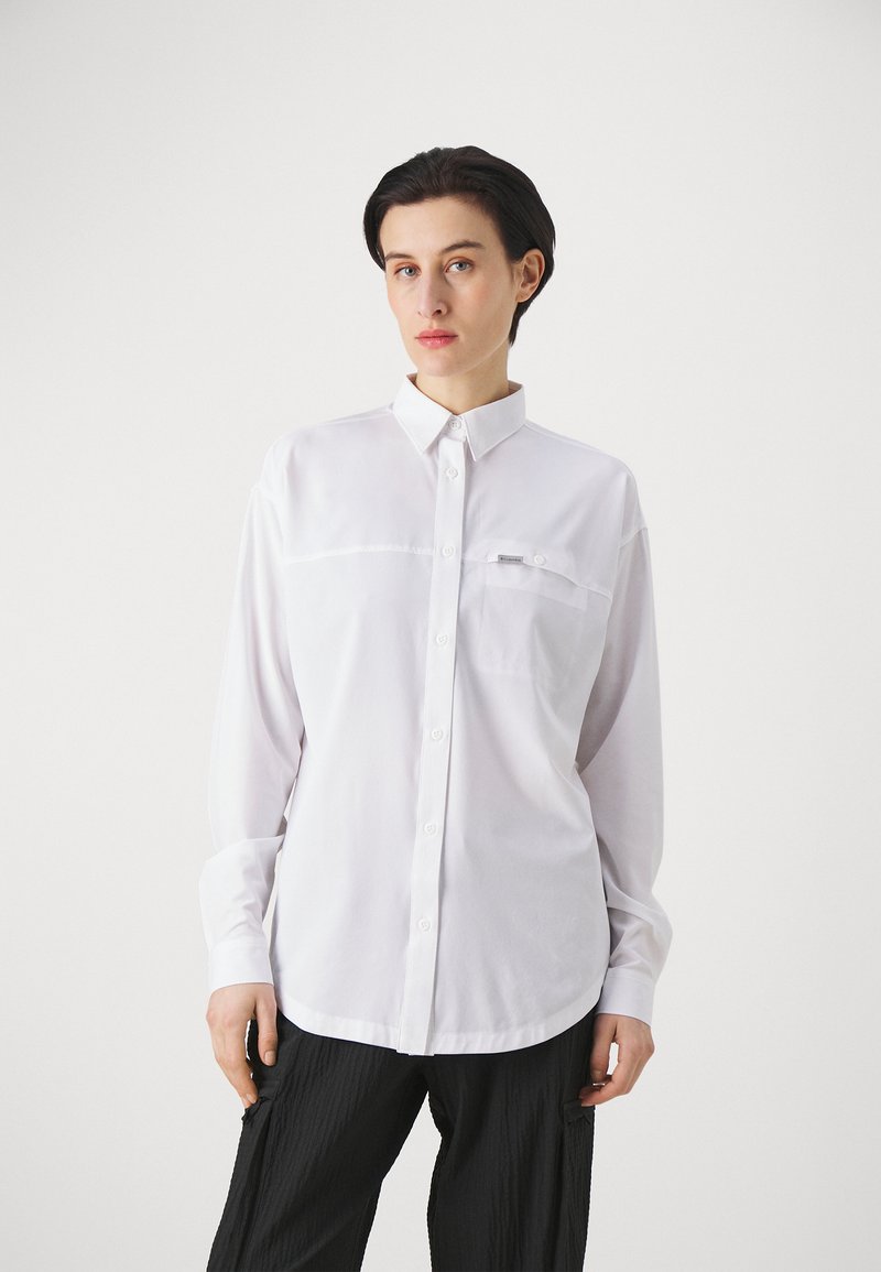 Black Soft Textured Half Buttoned Blouse BCBSK-25700-K5131 - Columbia main image 1