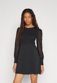 ONLY - ONLSTEFFI O-NECK MIX DRESS - Abito in maglia - black Immagine in miniatura 1