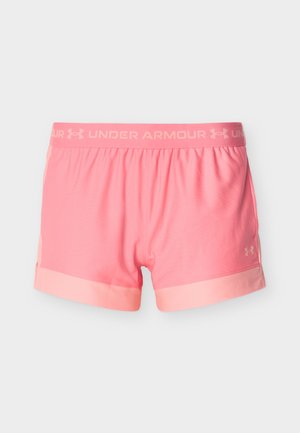 Ροζ αθλητικό σορτς Under Armour με ελαστική μέση και λογότυπο στο τελείωμα και τη μέση, σχεδιασμένο για δραστήρια χρήση.